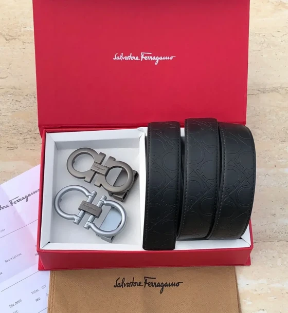 Salvatore Ferragamo Two Buckle Set Belt first copy