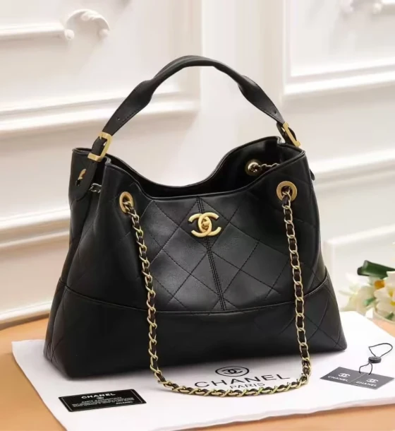 Chanel 25S Black Color Sued Leather Hobo Bag first copy