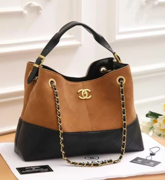 Chanel 25S Coffee Black Color Leather Hobo Bag first copy