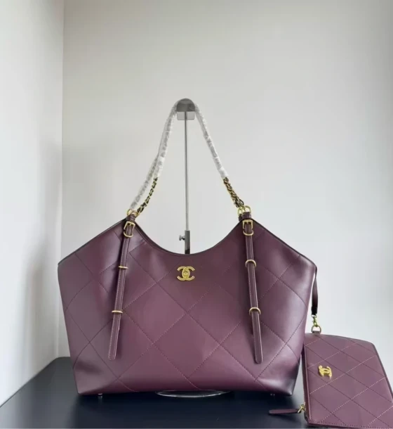 Chanel Classic 25S Wine Red Color Maxi Tote Bag first copy