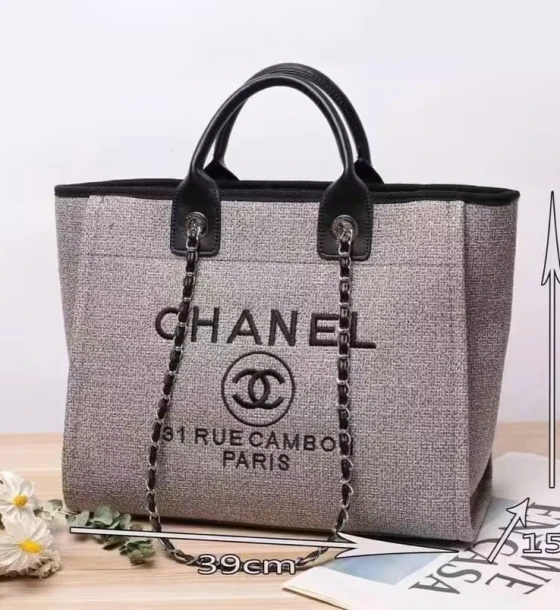 Chanel Deauville Black Canvas Tote first copy
