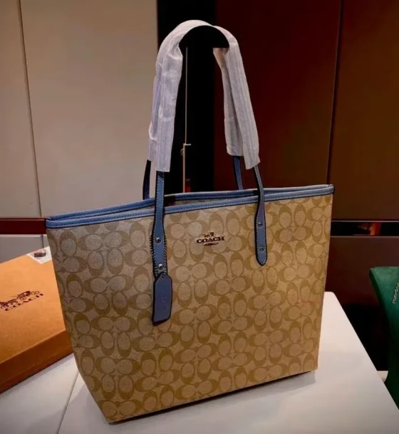 Coach Apricot Blue City Tote Bag (With Box) first copy
