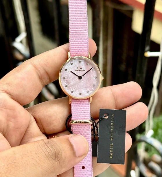 DW Petite Pink Crystal Dial Watch first copy