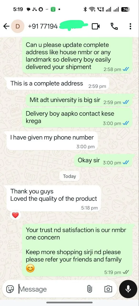 WhatsApp Feedback