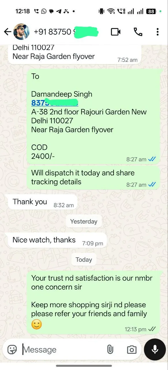 WhatsApp Feedback