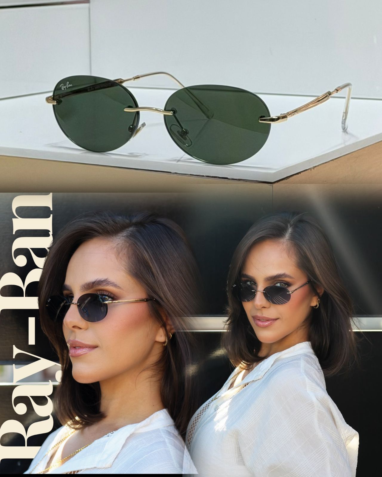 R3767 OVAL RIMLESS SUNGLASSES - Option 2