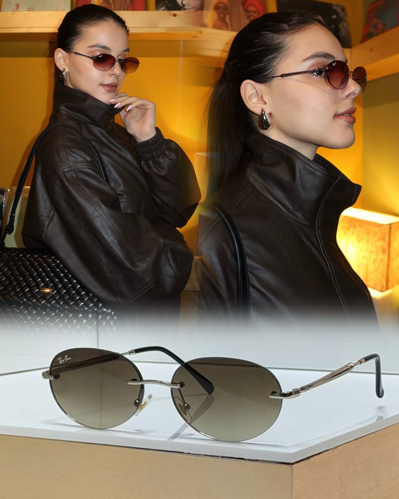 R3767 OVAL RIMLESS SUNGLASSES - Option 3